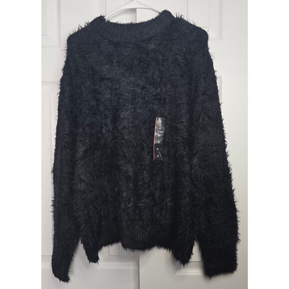 Future Collective Women's Black Fuzzy Crewneck Sweater- Size 1X - Picture 1 of 4